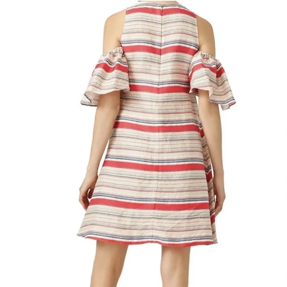 Tanya Taylor Striped Linen Blend Off the Should Swing Dress SIZE 6 - Picture 2 of 8